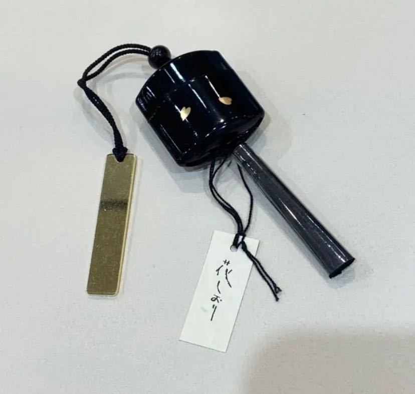 { flower book mark } Mini seal case. collection . cord netsuke obi decoration strap black . join 
