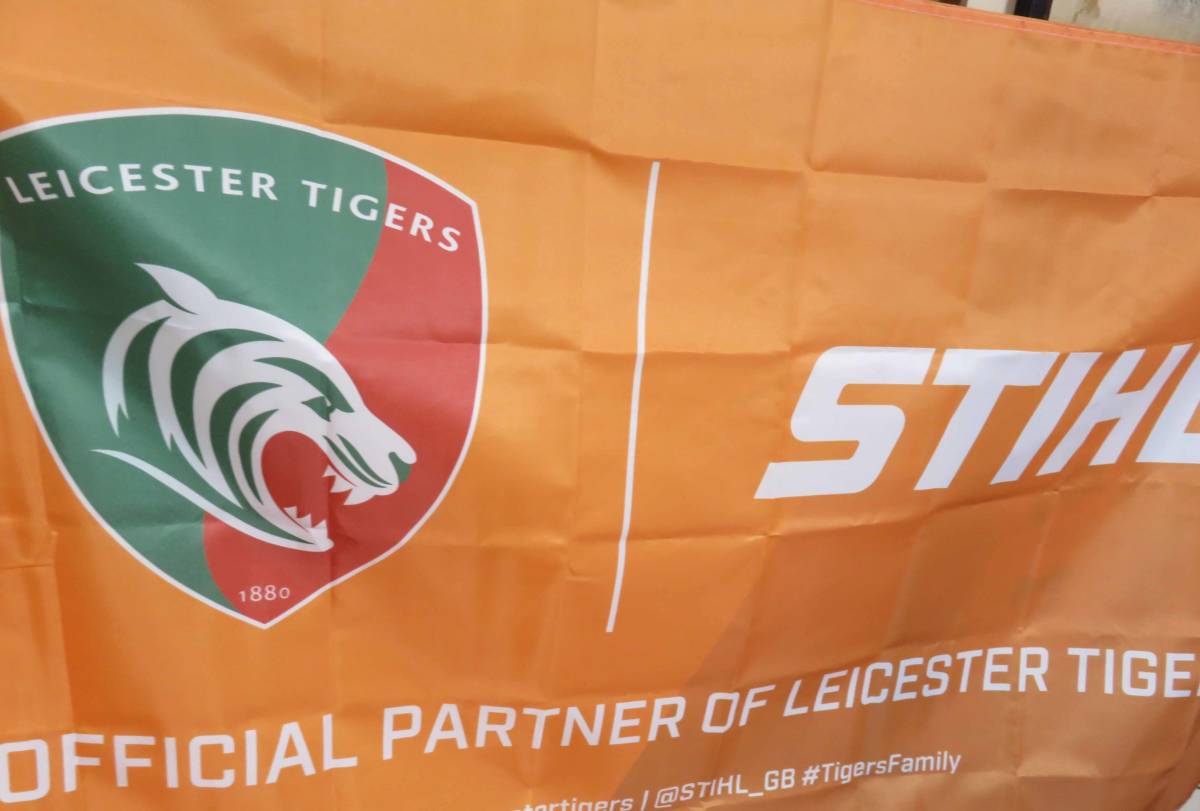 『特大９』橙SHL虎■新品/激渋◇STIHLスチール ラグビー　レスター・タイガース　フラッグ旗◆スポンサー◆Leicester Tigers◆チェンソー_画像4