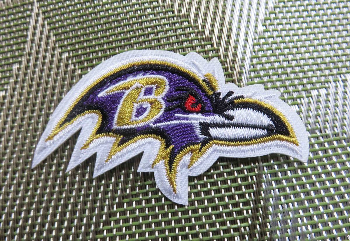  小型BR紫鴉◆新品NFL ボルチモア・レイブンズBaltimore Ravensワタリガラス刺繍ワッペン■USアメリカ◎アメフト フットボール刺繍ワッペン_画像3