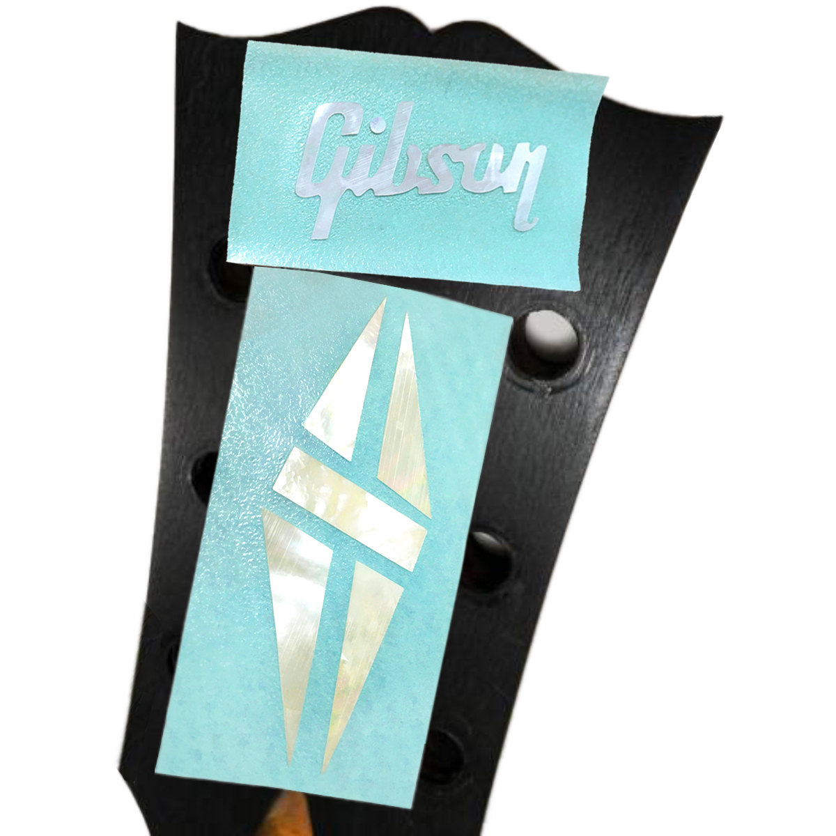 Gibson ロゴ ＆ Gibsonサイズ スプリット ダイヤモンド インレイ シールセット_画像1