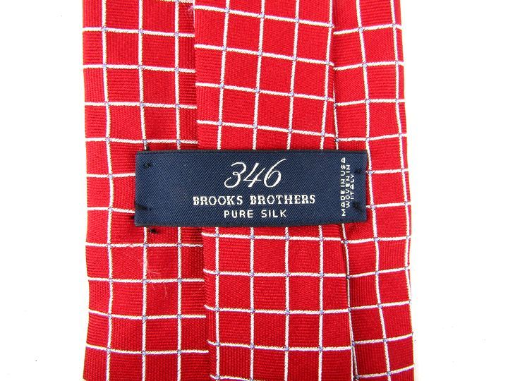 ブルックスブラザーズ ブランドネクタイ ワイドタイ チェック柄 シルク アメリカ製 メンズ レッド Brooks Brothers_画像3