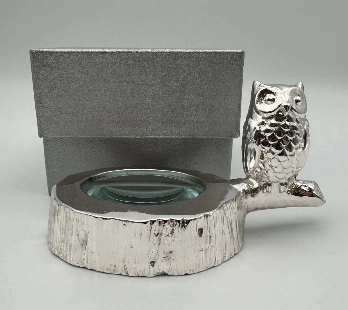 GLEAMING HOUSE Gree ming house серебряный металлизированный сова лупа ширина примерно 11cm лупа диаметр примерно 5cm в коробке 