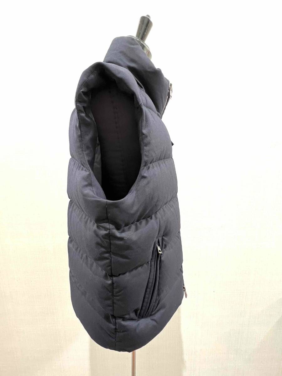 モンクレール E20914336905 V0054 LALAY GILET スタンドカラー ウール フルジップ ダウンベスト MONCLER ジレ ネイビー サイズ3_画像4