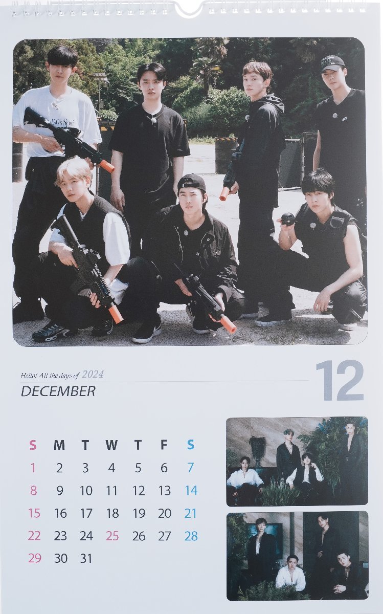 EXO エクソ グッズ 大判 壁掛け カレンダー 2024年 (令和6年) + カレンダー ステッカーセット K-POP_画像4