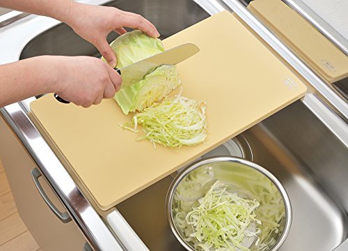 ヨシカワ 日本製 まな板 調理用 ベージュ 44×25cm 抗菌エラストマー 刃当たりソフト 4286003 SJ1627_画像2