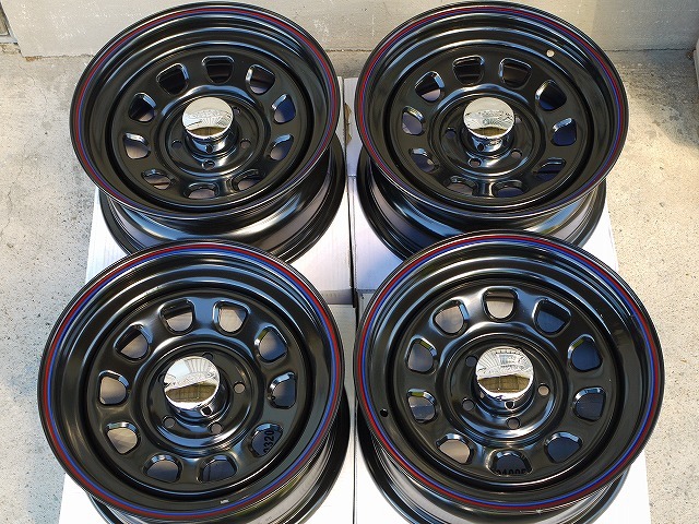 新品 デイトナ 15-7.0J＋12 5-114.3 ブラック ホイール4本SET ハイラックスRZN152 チェロキー7MX アウトレット特価(W0012-1)の画像1