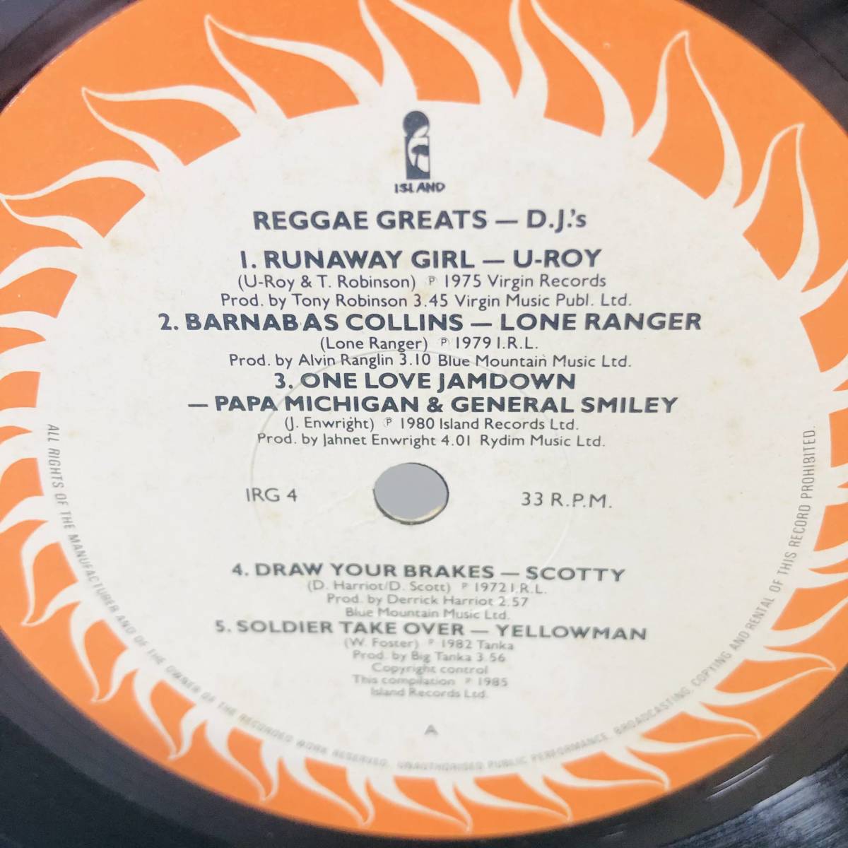 【LP】レコード 再生未確認 reggae greats the dj's ※まとめ買い大歓迎!同梱可能です_画像5