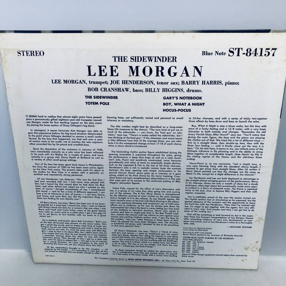 【LP】レコード 再生未確認 リー・モーガン(LEE MORGAN)/THE SIDEWINDER GXF-3015 ※まとめ買い大歓迎!同梱可能です_画像2