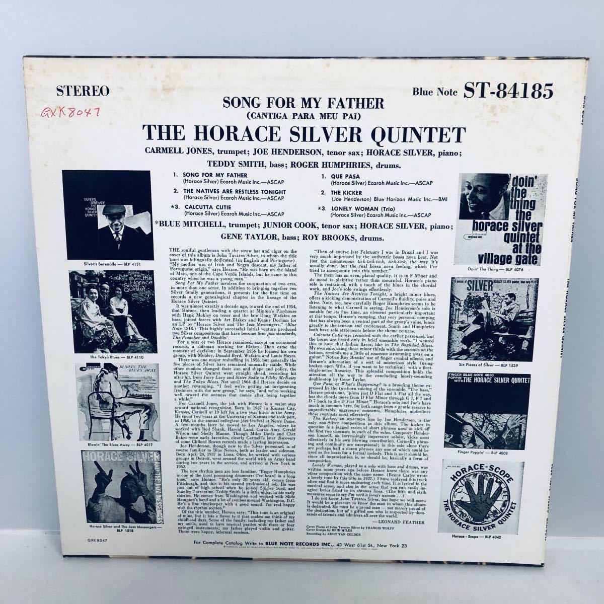 【LP】レコード 再生未確認 The Horace Silver Quintet/Song For My Father/Cantiga Para Meu Pai BST 84185 ※まとめ買い大歓迎!同梱可能の画像2
