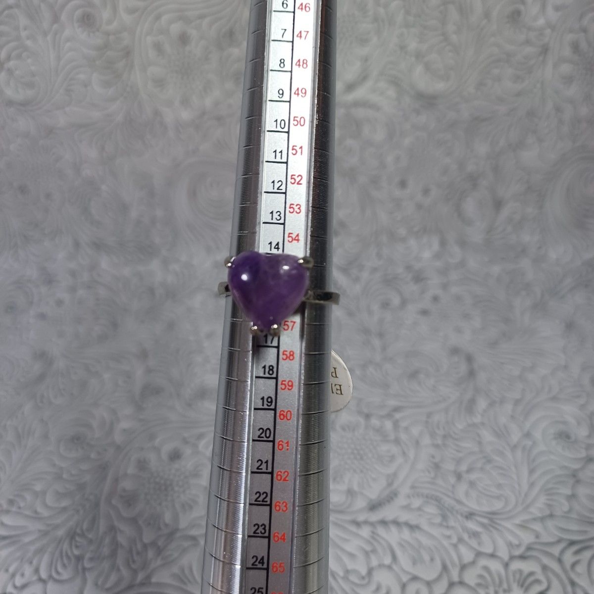 【新品】天然石 大粒 ハート型 アメジスト 指輪 リング サイズ 18