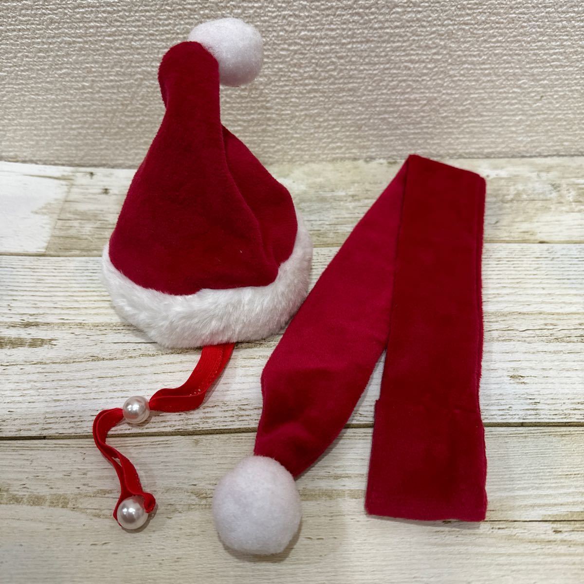クリスマス サンタクロース 帽子 マフラー 小型犬用 ペット用 服 ドッグウェア コスチューム_画像2