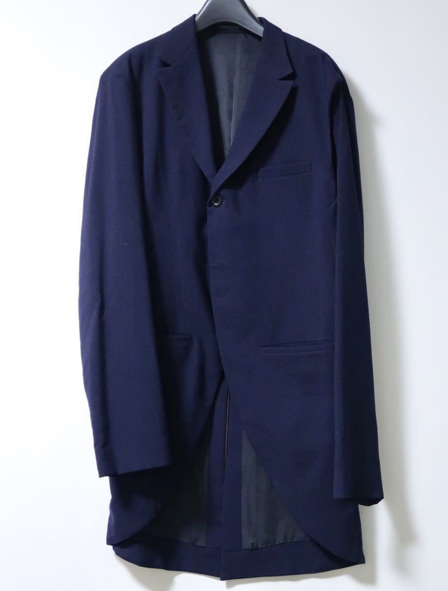 1993aw yohji yamamoto pour homme 燕尾 スリーブデザイン ロングジャケット 紺 ネイビー_画像1