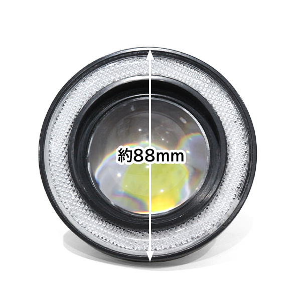 ю 【送料無料】 汎用 COB イカリング LED フォグランプ 3.5インチ 88mm ホワイト×ブルー 左右 セット プロジェクターレンズ 面発光 DC12V_画像2