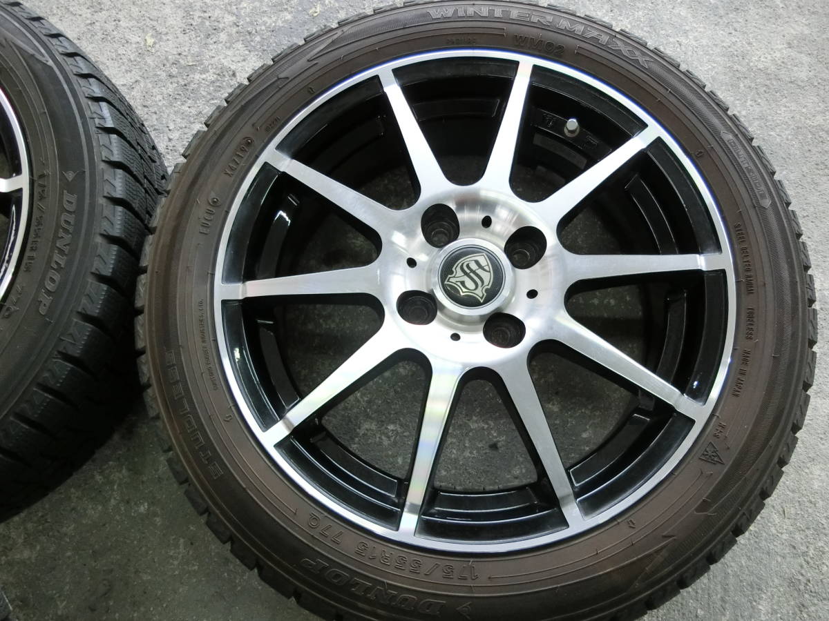 [169] 15インチ アルミホイール 4本セット スタッドレス 145/65R15 175/55R15 アイ HA1W 外し_画像5