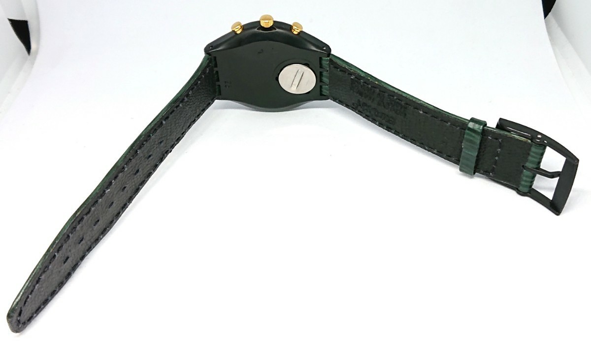 [ прекрасный товар ] Swatch Swatch ролик мяч хронограф кварц зеленый кожаный ремень 
