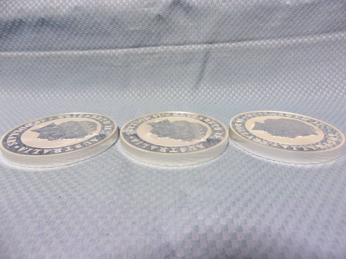 ② ３枚セット★エリザベスⅡ世2010年×３枚★オーストラリア記念プルーフ純銀製10オンス銀貨1０ドル銀貨カワセミ透明プラスチックケース入_画像4