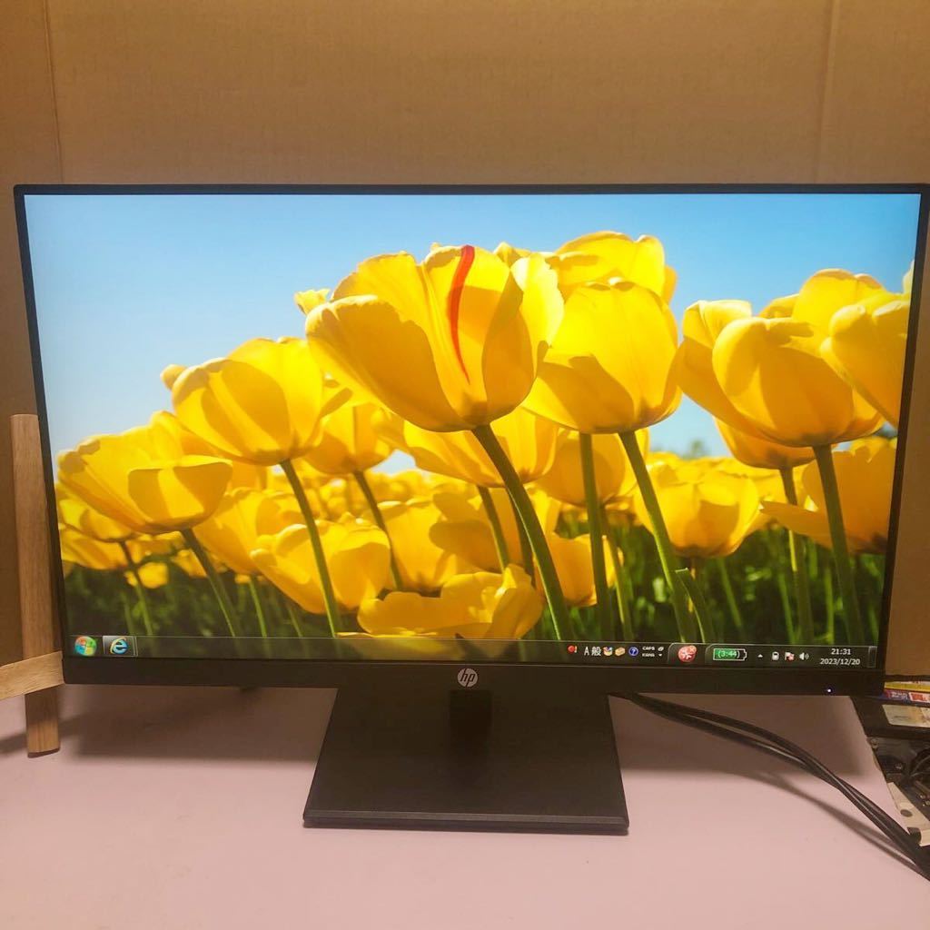 中古美品HP 24型番 ワイドIPS モニター P244/フルHD(1920x1080)/HDMI、VGA、DP 2020年製 使用時間:386H 動作済み 管理番号SHY834