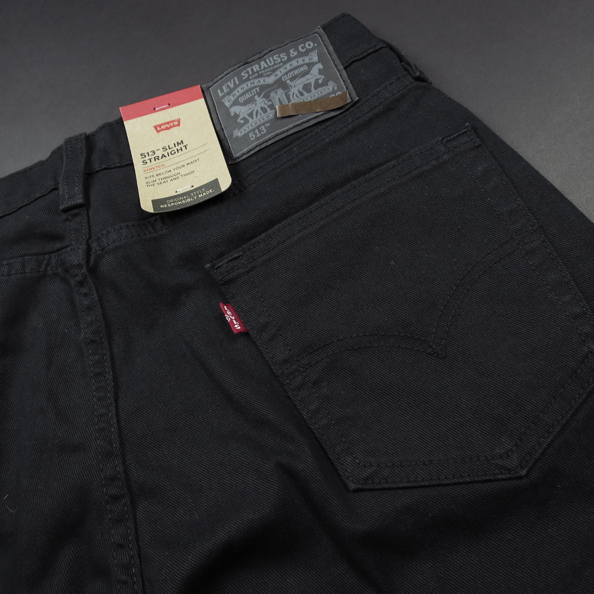 新品★Levi’s/リーバイス/513 スリムストレート ブラックジーンズ124/黒/【32】_画像9