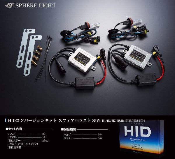 スフィアライト(Spherelight) HIDコンバージョンキット 6000K 35W H7 12V/24V兼用 SHDBD0601_画像3