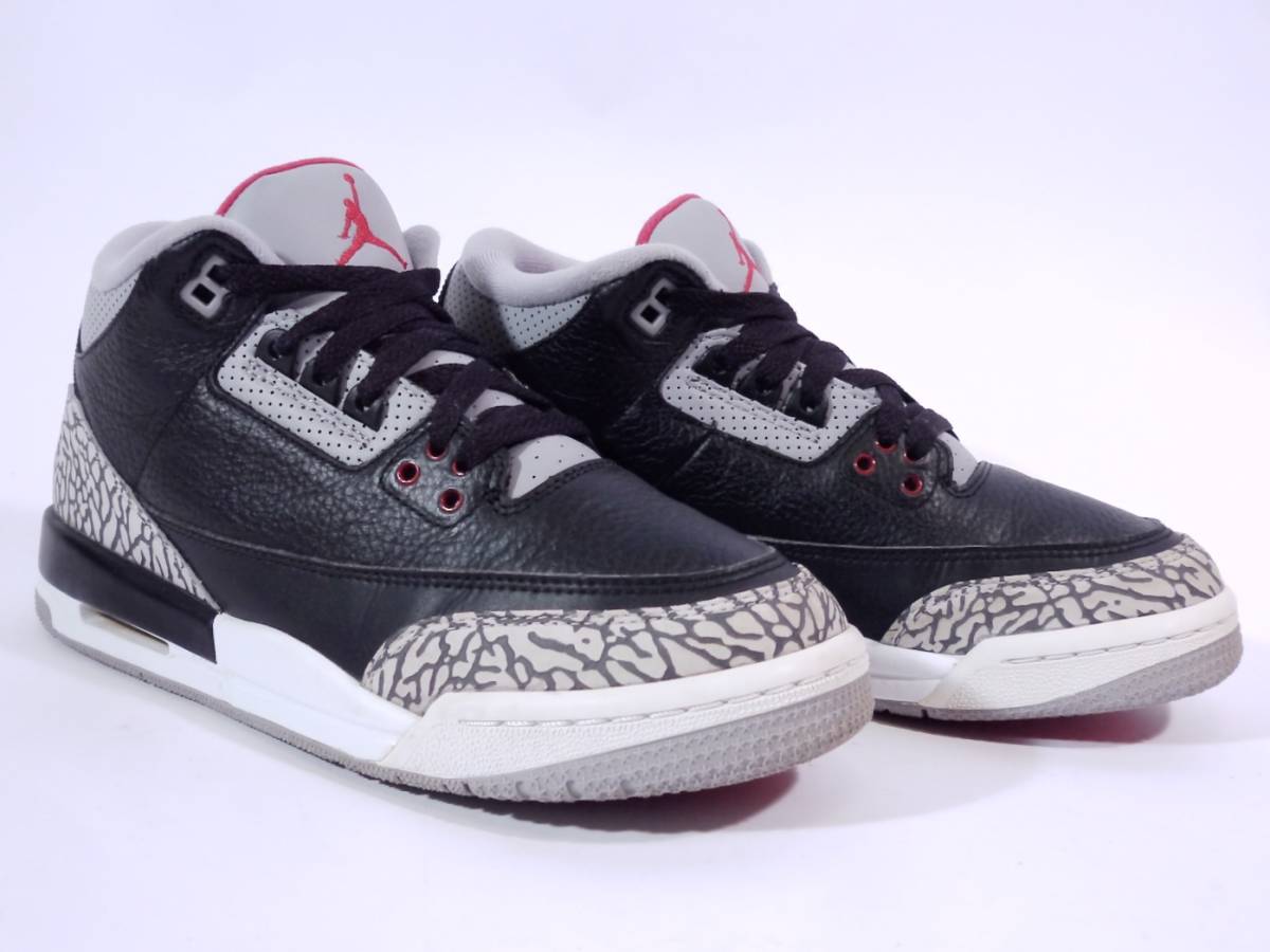 本物/2018年 NIKE AIR JORDAN3 RETRO OG BG BLACK CEMENT/黒灰 US6.5Y/24.5cm 貴重な美品 オリジナル完全復刻max95 force1 dunk sb supreme_確実な本物、正規品を保証します