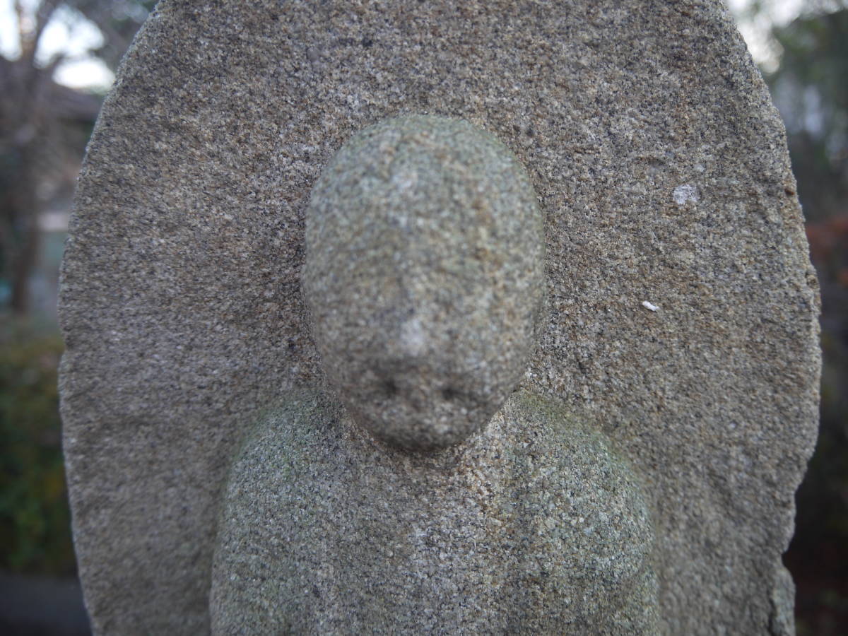 【HD31229】石仏 仏像 地蔵菩薩立像 地方仏 高さ37cm 重さ10kg 時代 江戸期 古仏_画像2