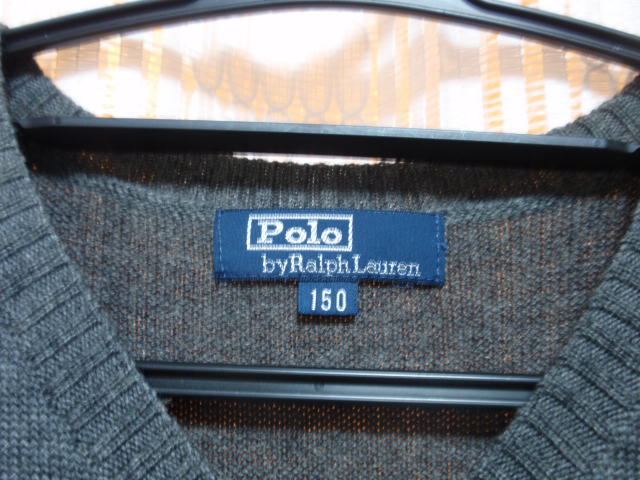 １５０cm◆ナイガイ製《Polo by Ralph Lauren／ポロバイラルフローレン》◆ウール100％／Vネックベスト！◆未使用！_画像3