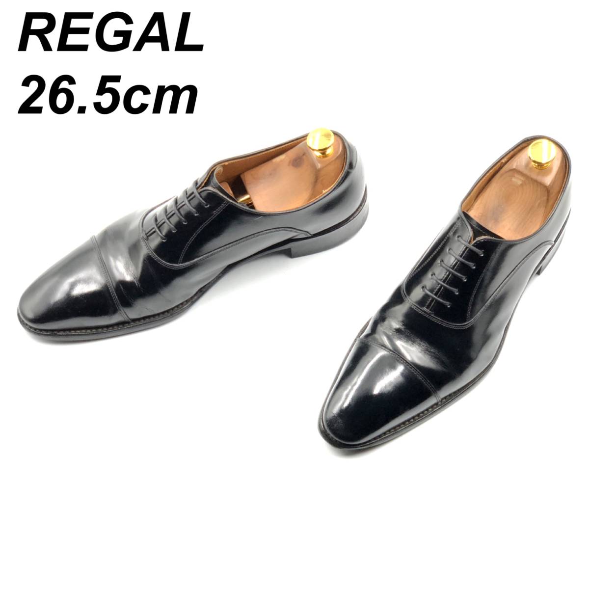 即決 REGAL リーガル 26.5cmEE 315R メンズ レザーシューズ ストレートチップ 内羽根 黒 ブラック 皮靴 ビジネスシューズ_画像1