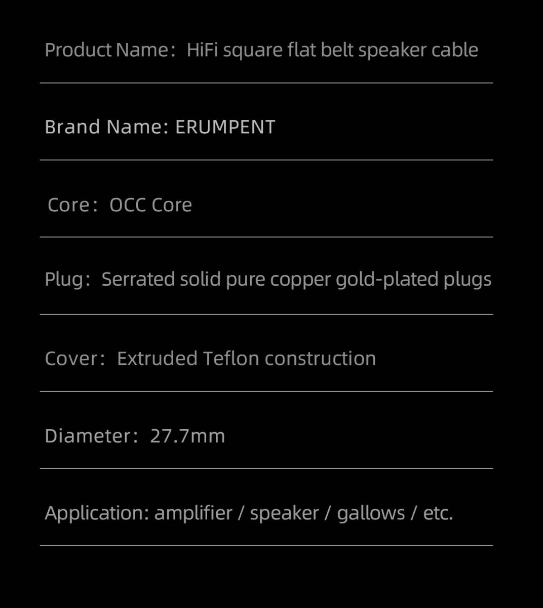 XG 高解像度 フラットベルトスタイル ハイエンド スピーカーケーブル 3.0m ペア 新品 未使用 金メッキバナナプラグの画像8