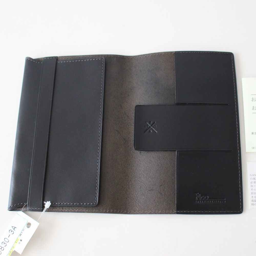  new goods gun zofi-koGANZO Fico original leather book cover library book@ cover cow leather leather cover black black 