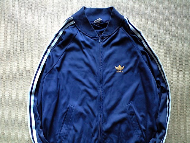 即決 大きめサイズ 70s ヴィンテージ adidas made in France フランス製 atp テニスタグ ventex ジャージ ネイビー白 イエロー刺繍ロゴ_画像5