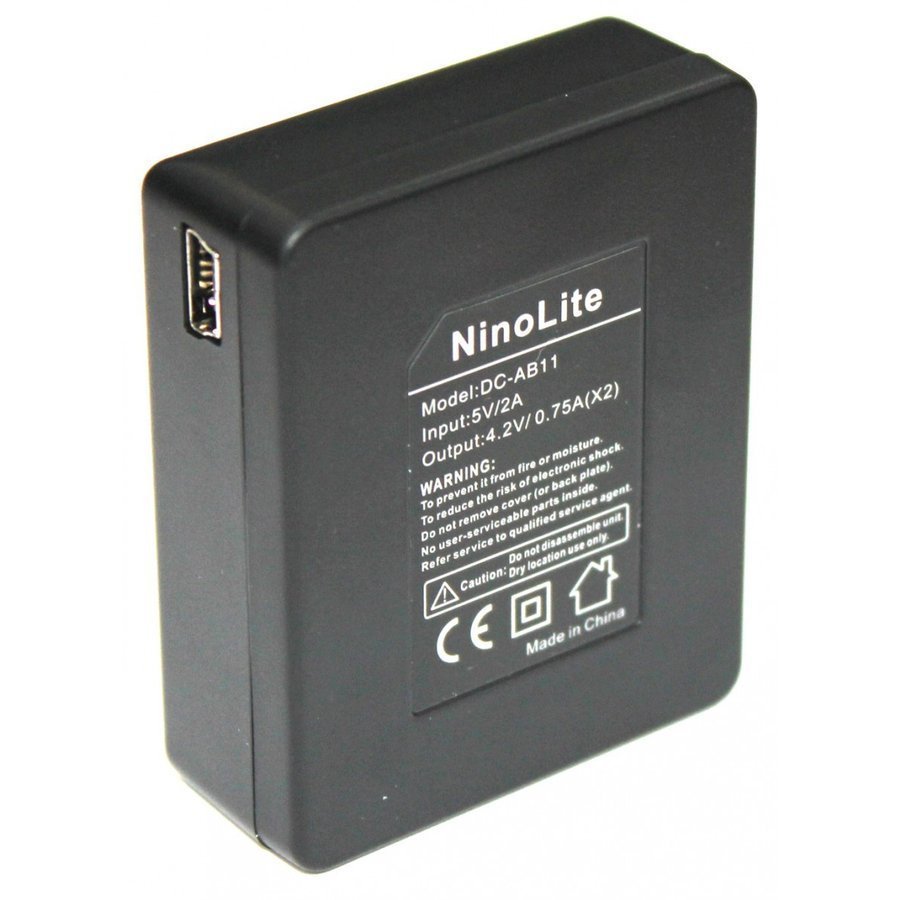 AB11_b アクションカメラ バッテリー2個セット と USB充電器 3点セット AKASO EK5000 EK7000 EK7000 PRO 等 対応 NinoLite AB-11_画像6