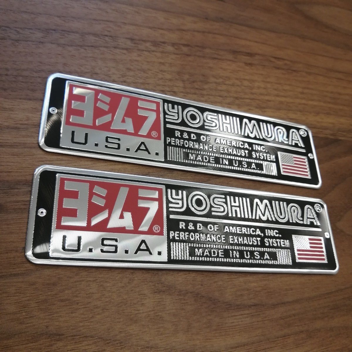 YOSHIMURA(ヨシムラ)USA 耐熱アルミ ステッカー×2枚 縦38㎜×横140㎜_画像2