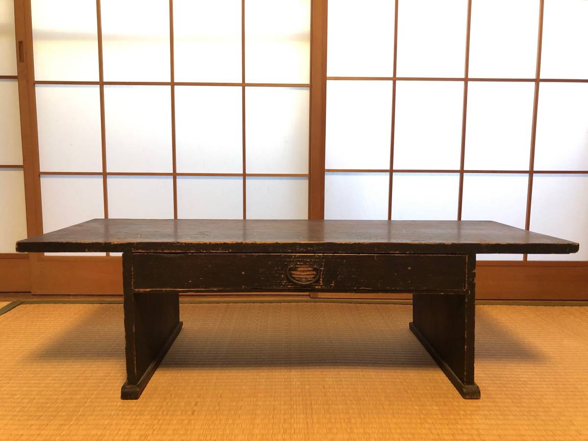 昭和レトロ 文机 ローテーブル ヴィンテージ家具 和家具 古 引き出し1杯 古材 木製_画像1