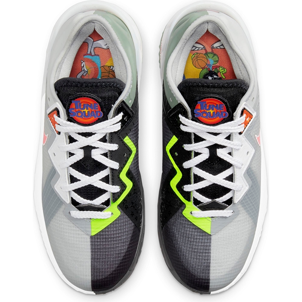 ☆NIKE LEBRON XVIII LOW (GS) Space Jam 灰/黒/蛍光黄/ピンク/灰緑 24.0cm ナイキ レブロン 18 ロウ GS スペースジャム DJ3760-005_画像10