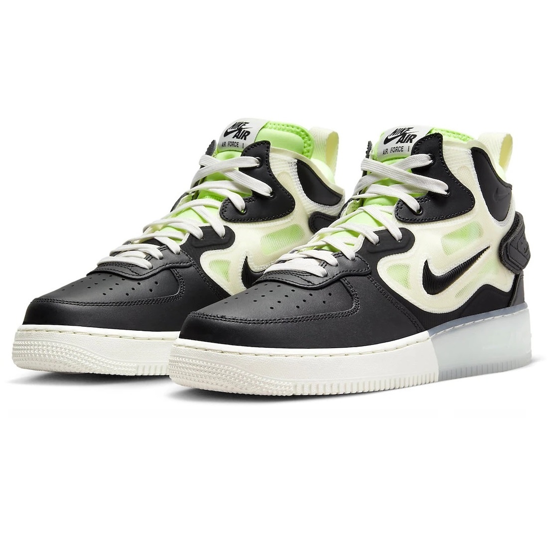 ☆NIKE AIR FORCE 1 MID REACT 黒/淡白/蛍光緑 27.0cm ナイキ エアフォース 1 ミッド リアクト DQ1872-100_画像1