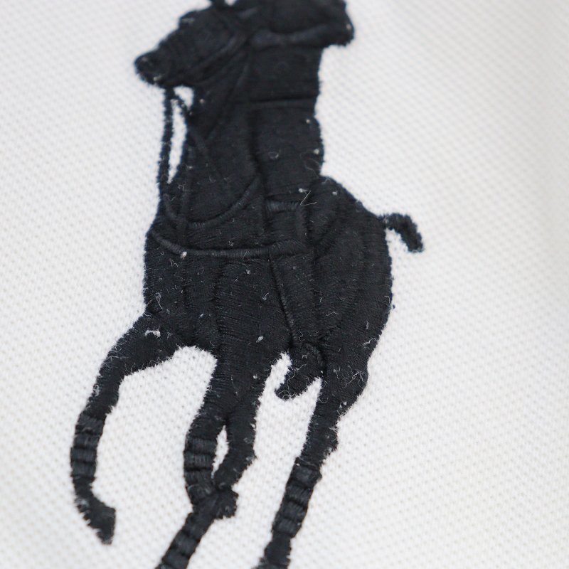 メンズ ポロ ラルフローレン POLO BY RALPH LAUREN ビッグポニー刺繍 半袖 カノコポロシャツ L/ホワイト ブラック【2400013629232】_画像7