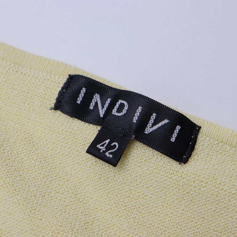 美品 大きいサイズ インディヴィ INDIVI Vネックニットプルオーバー 42/イエロー セーター【2400013652612】_画像6