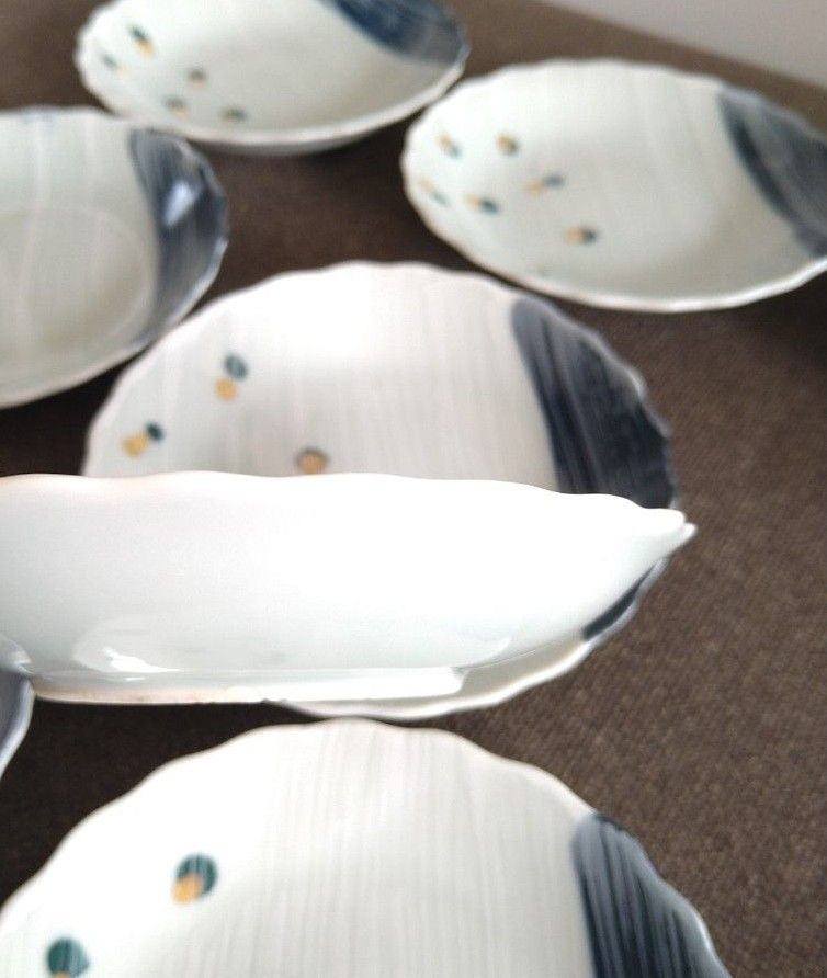 昭和レトロ　和食器 丸皿 陶磁器 銘々皿　豆皿　小皿　11客　古伊万里　和モダン　JAPAN BLUE　まとめて