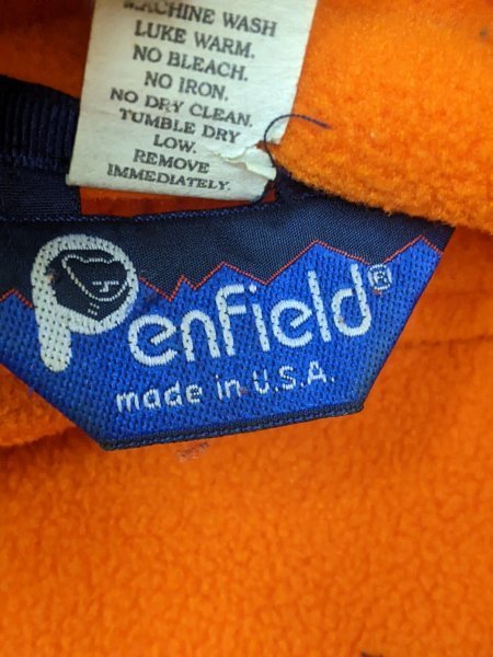 11．USA製 PenField 90s ペンフィールド ポーラテック ロゴ フリースジャケット メンズL オレンジy506_画像6