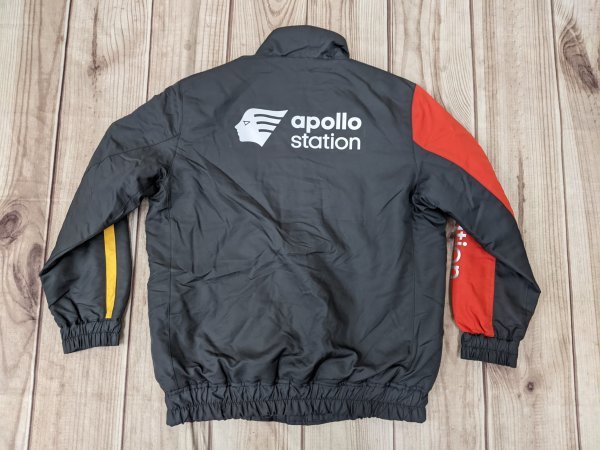 20．アポロステーション Apollostation ロゴ マルチポケット ジャケット ブルゾン ジャンパー メンズS グレー系赤y310_画像3