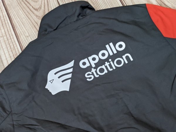 20．アポロステーション Apollostation ロゴ マルチポケット ジャケット ブルゾン ジャンパー メンズS グレー系赤y310_画像1