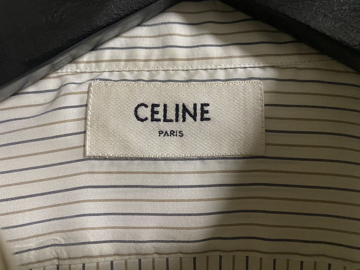 celine シルク100 ストライプシャツ 42 セリーヌ　エディスリマン hedi slimane_画像9