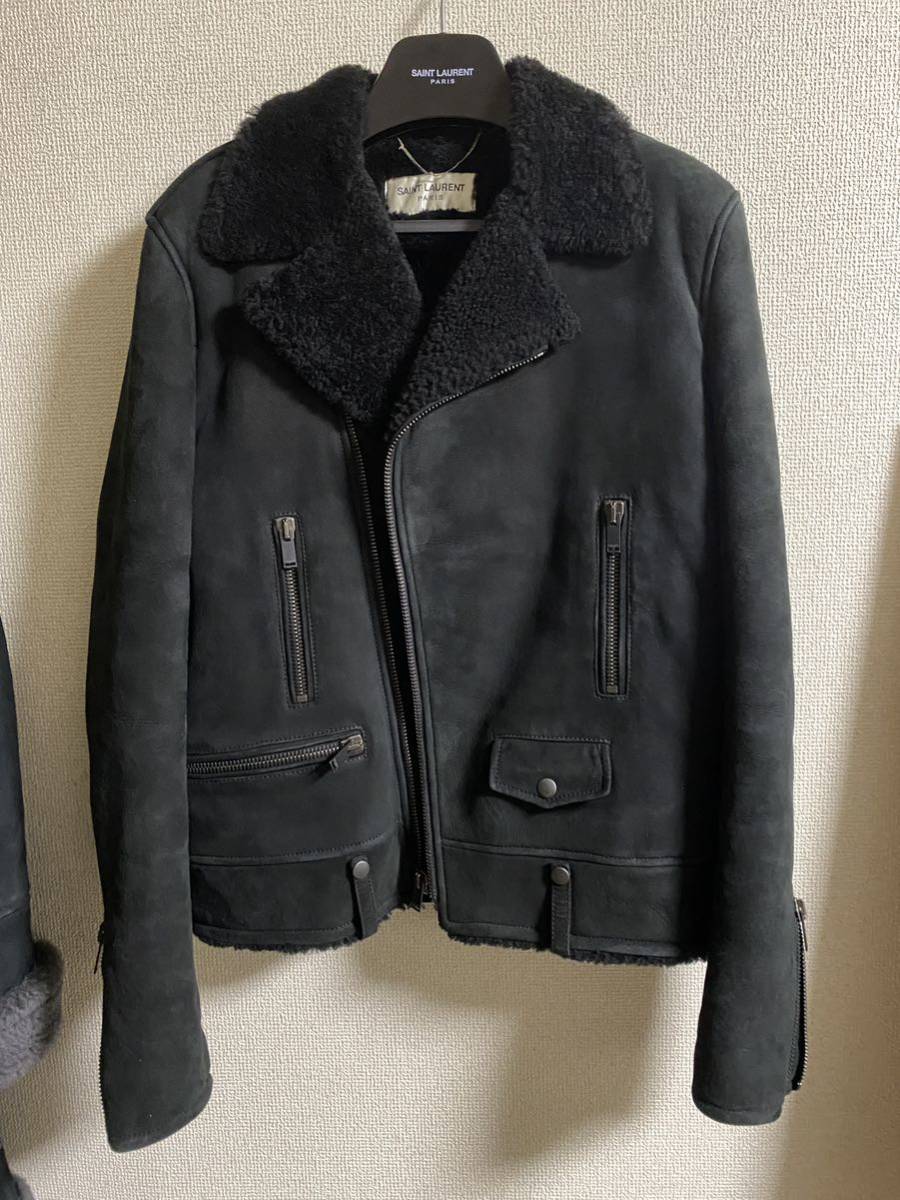 サンローランパリ L01ムートンレザーライダースジャケット 50 saint laurent paris leather jacket 50