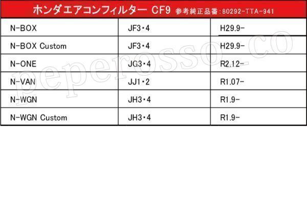 CF9【高密5層 N-BOX カスタム エアコンフィルター】 JF3 JF4 H29.9- 活性炭 ホンダ エアクリーンフィルター 花粉 黄砂 80292-TTA-941_画像3
