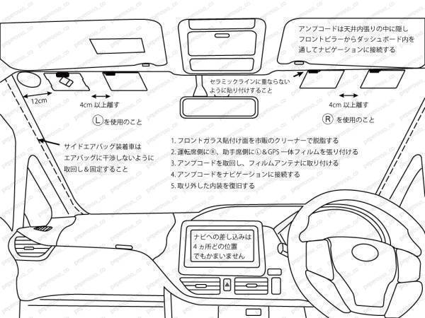 FGS【 トヨタ NHZA-W60G GPS一体型 フィルムアンテナ 4枚セット】 +GPS用両面テープ 地デジ テレビ 補修 ガラス 修理 交換 ナビ乗せ換え_画像3