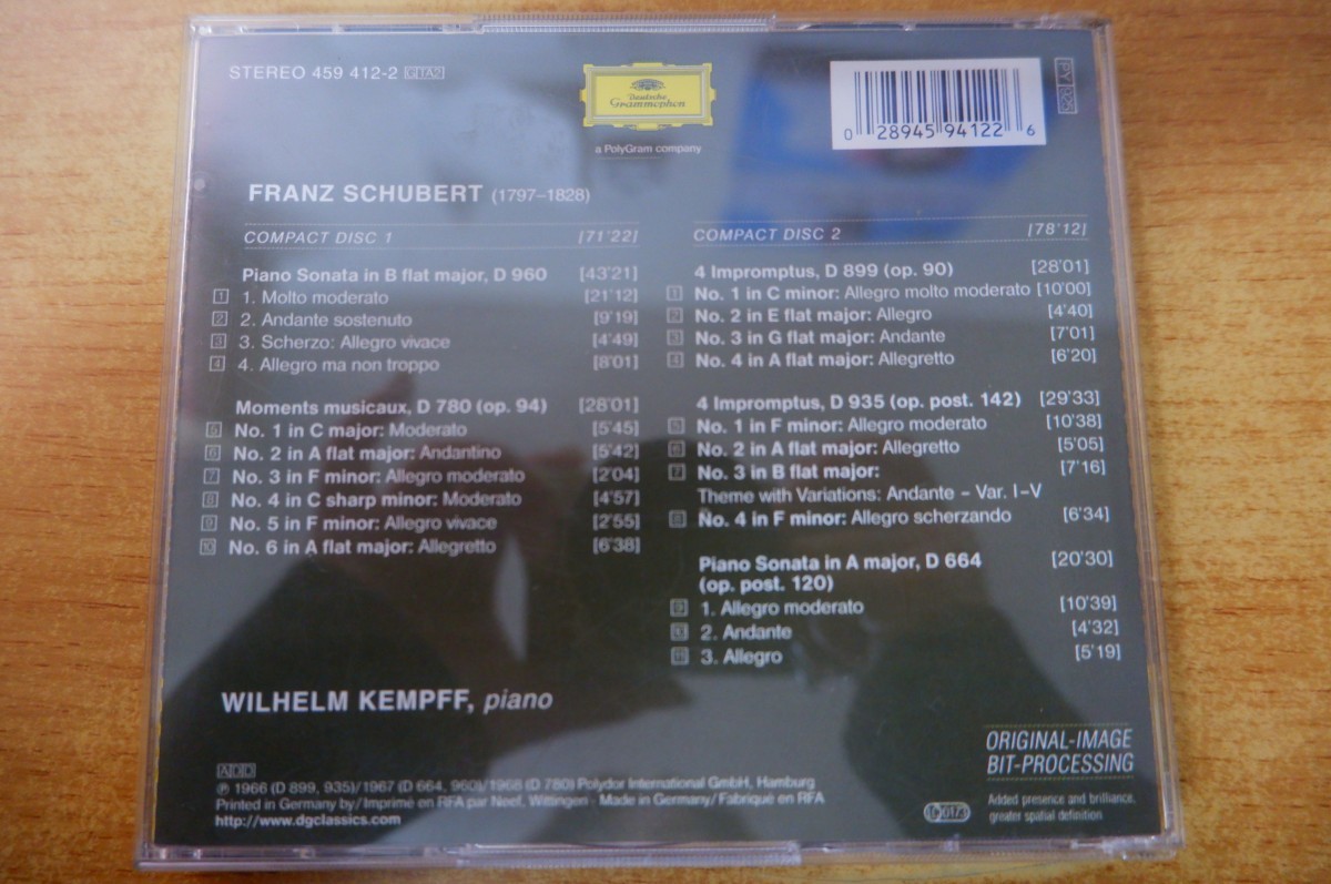 CDk-2842＜2枚組＞Franz Schubert, Wilhelm Kempff / Impromptus D 899 & 935 , Moments Musicaux D 780 , Piano Sonatas D 960 & 664の画像2