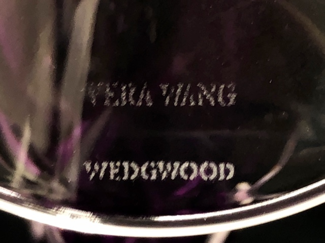 ※5311 WEDGEWOOD VERA WANG シャンパングラス ペア フルート パープル 紫 ウェッジウッド ガラス_画像7