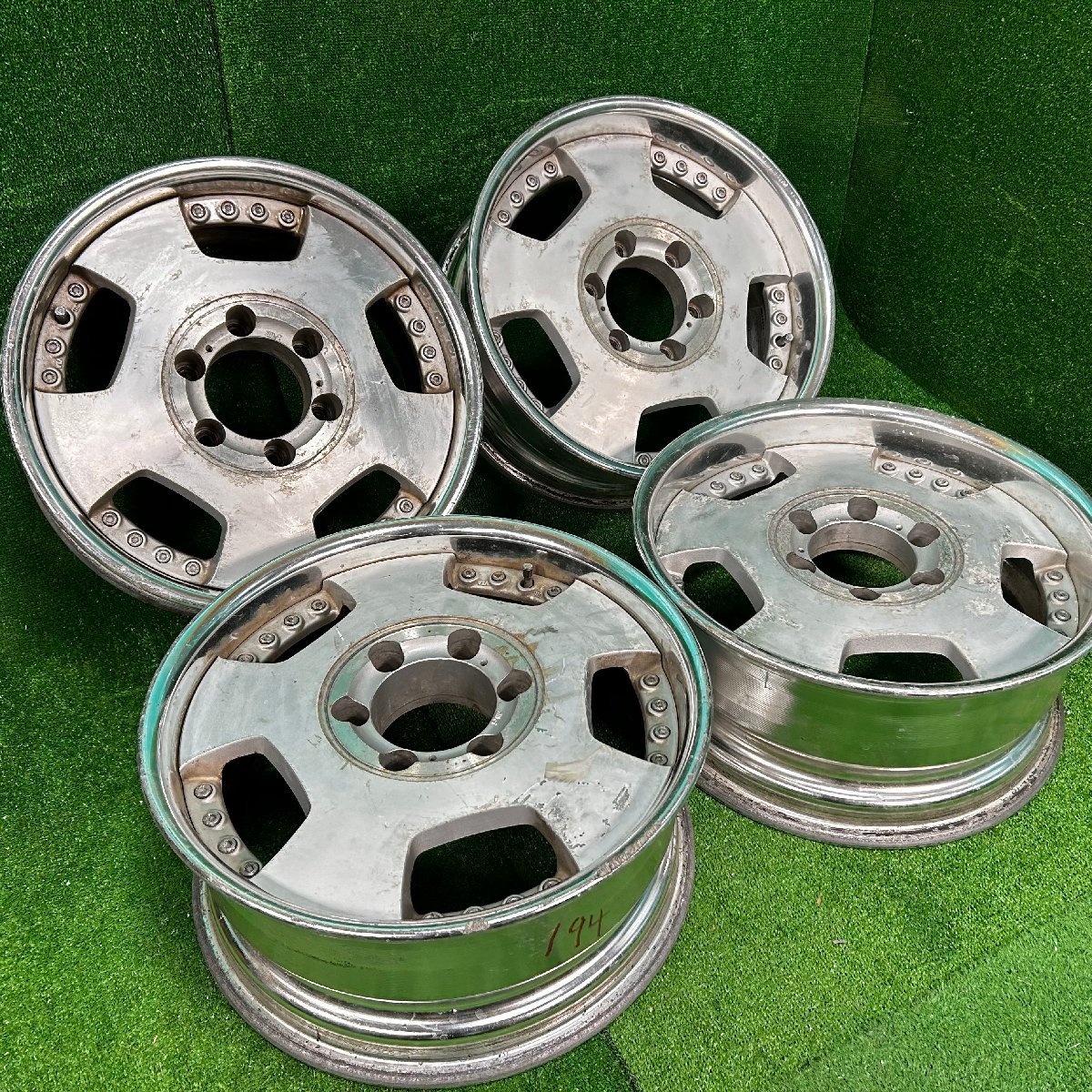 17×7.5j 6h ＋25 139.7 LANVEC ランベック 希少 深リム ディッシュ アルミ ホイール ホイル 17 インチ in 6穴 pcd 4本 菅17-194_画像1