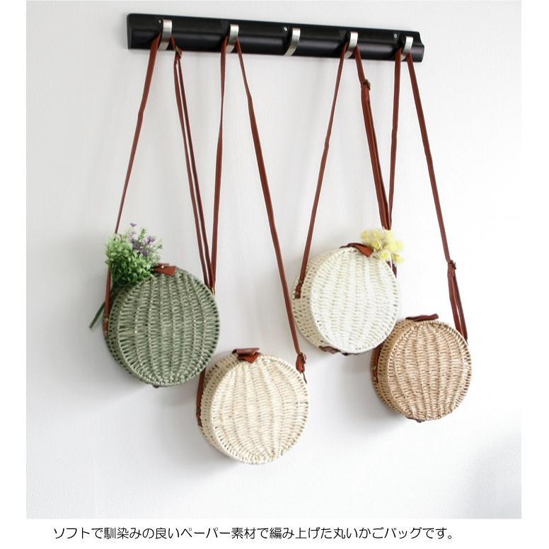  basket bag round shoulder .. diagonal .. rattan round bag popular New Year (Spring) sale new work present ( ivy green )