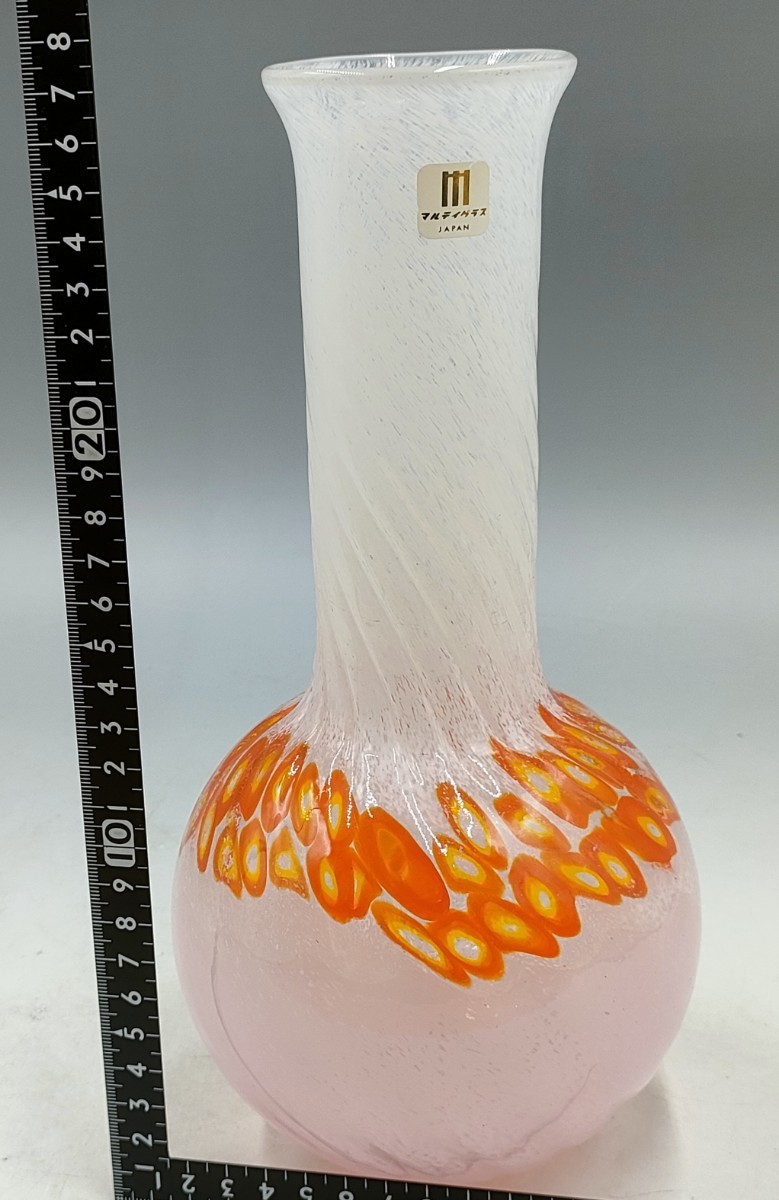花瓶 花器 フラワーベース マルティグラス 吹雪 オレンジ イエロー ホワイト_画像10